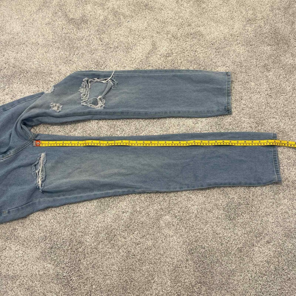 Shein Light Blue Denim Distressed High Rise Straight Leg Jeans‎ Size 2 - Picture 7 of 7